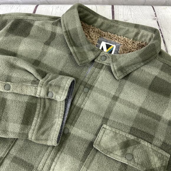 Voyager Men's Polar Fleece Soft Bonded Shirt Jacket Olive Green Size XXL - Picture 1 of 10